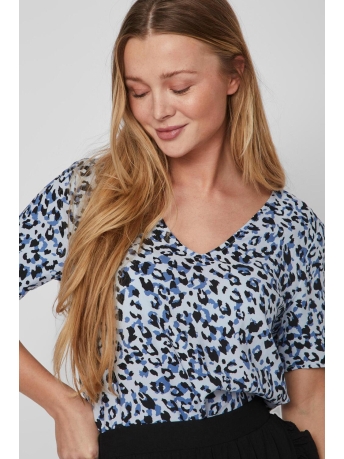 Vila Blouse VIPAYA V-NECK S/S TOP/SU - NOOS 14079533 KENTUCKY BLUE/LIKA