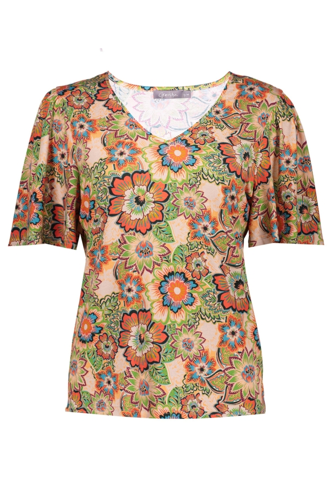 TOP FLOWER PRINT 32151 20 Coral/Salmon combi
