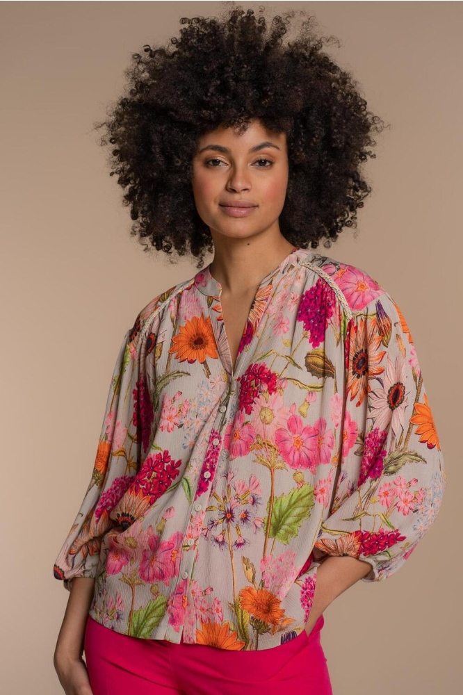 BLOUSE KLEURRIJKE FLOWER PRINT 33281 20 Sand/Pink combi