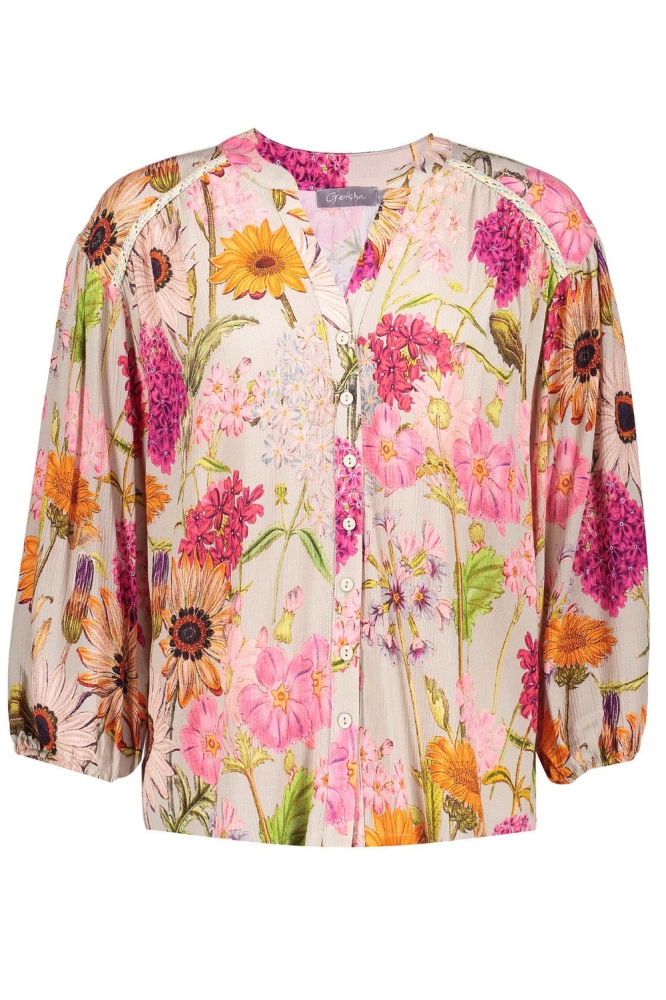 BLOUSE KLEURRIJKE FLOWER PRINT 33281 20 Sand/Pink combi