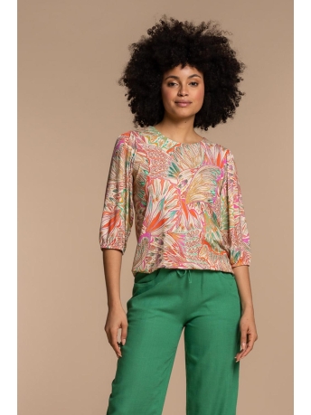 Geisha Blouse TOP VLINDERPRINT 32152 20 Off-white/Coral combi