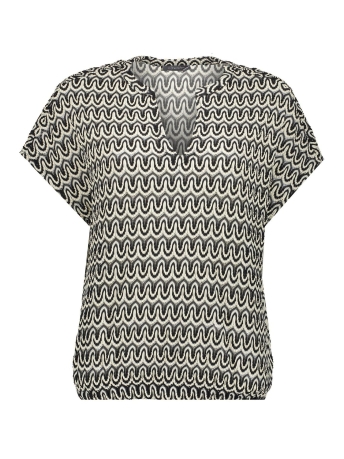 Geisha T-shirt BOXY TOP GRAFISCHE PRINT 33258 20 Black/Sand combi