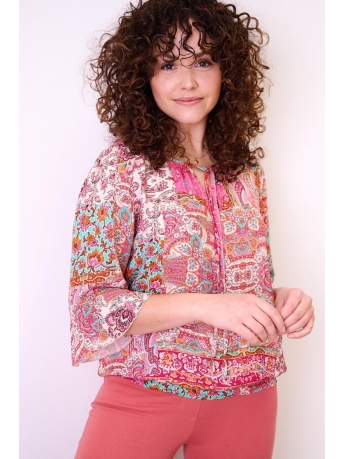 FOS Amsterdam Blouse VICKEY PAISLEY PATCH 6531 640 FUCHSIA