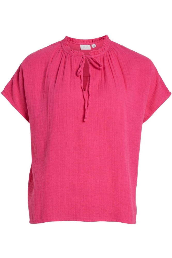 VILANIA NEW V-NECK S/S TOP 14085207 PINK YARROW