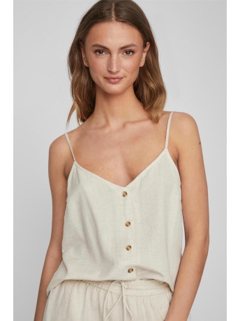 Vila Top VIPRISILLA S/L BUTTON SINGLET 14085285 SUPER LIGHT NATURAL MELAN