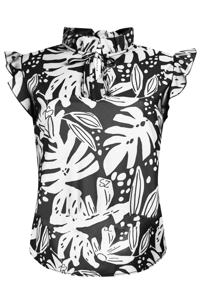  TELMA PRINTED TRAVEL TOP 232 0000/0016 BLACK/WHITE