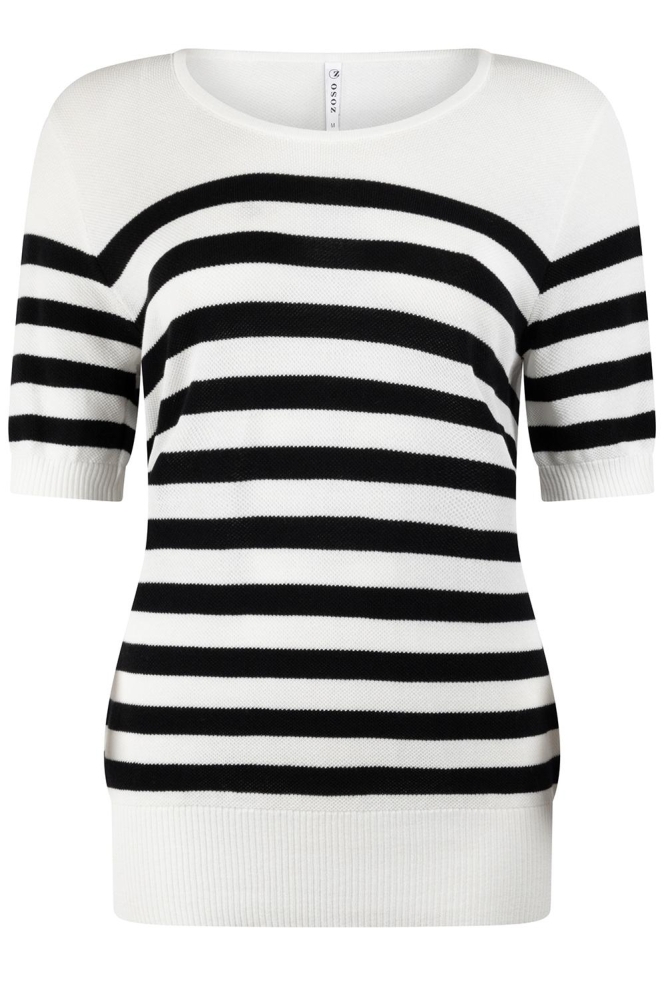 MARCELLA KNITTED STRIPED TOP 232 0016/0000 WHITE/BLACK