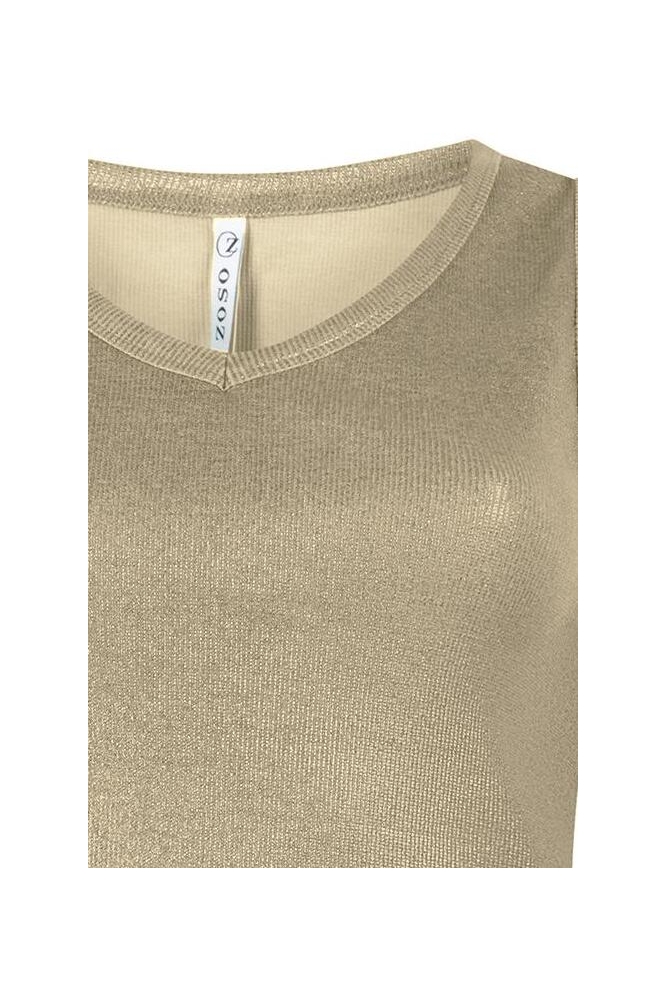 MEGAN SHINY RIB TOP 232 0132 OATMEAL