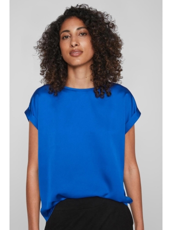 Vila T-shirt VIELLETTE S/S SATIN TOP - NOOS 14059563 LAPIS BLUE