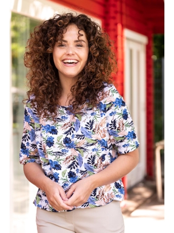 FOS Amsterdam T-shirt SISI VEER TROPICAL 6249 NAVY 410