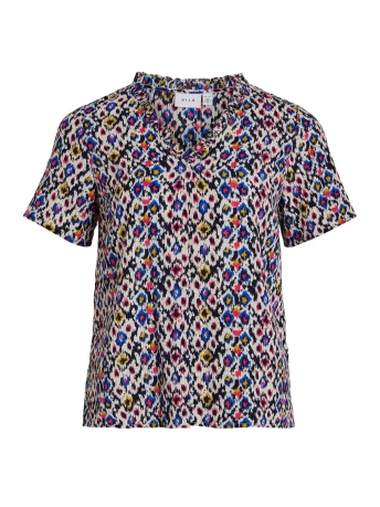 Vila T-shirt VISILLE V-NECK S/S TOP/R 14086640 BIRCH/QUA
