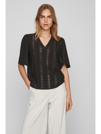 Vila T-shirt VIAGATHA V-NECK 2/4 TOP 14088281 BLACK