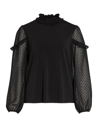 Vila Blouse VISANSA HIGH NECK L/S FLOUNCE TOP/S 14089736 Black