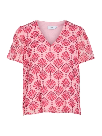 Vila T-shirt VIMIRA S/S CHIFFON TOP 14095475 ROSEATE SPOONBILL