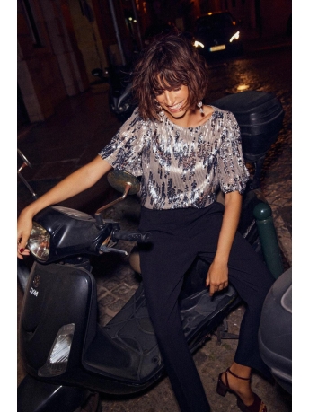 Vila T-shirt VIAMAYA SS SEQUIN TOP/DC 14090195 Silver