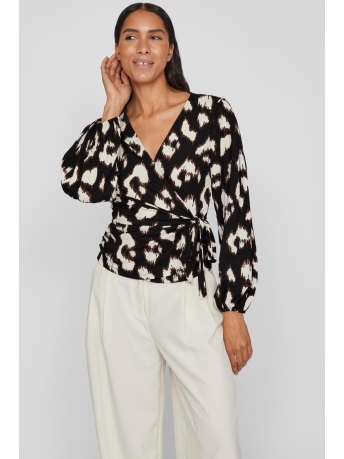 Vila Blouse VIPEFFI PERRY L/S WRAP TOP/SU 14090246 Black/Perry