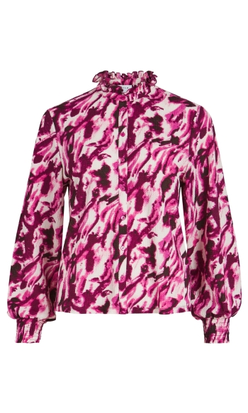 VICRYSTAL ORCHID HIGH NECK L/S TOP 14091466 CATTLEYA/ORCHID