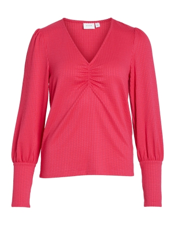 Vila T-shirt VICORINAA V-NECK L/S TOP 14089798 Love Potion