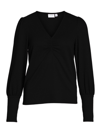 Vila T-shirt VICORINAA V-NECK L/S TOP 14089798 Black