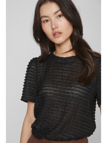 Vila T-shirt VILOGAN OPEN O-NECK S/S TOP/SU 14088320 BLACK