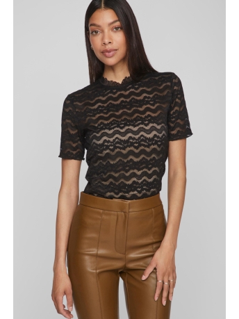 Vila T-shirt VIREGINA HIGH NECK S/S TOP 14088319 BLACK