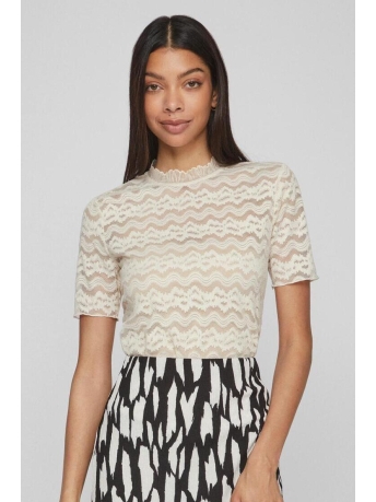 Vila T-shirt VIREGINA HIGH NECK S/S TOP 14088319 BIRCH