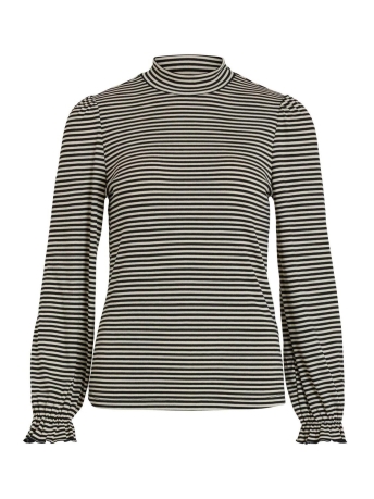 Vila T-shirt VISABIA HIGH NECK L/S TOP/PB 14087247 BLACK