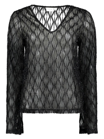 Vila Blouse VISANTA L/S V-NECK TOP #8 14094541 Black/SEQUINS