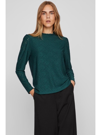 Vila T-shirt VIPAULINA FLOUNCE NECK L/S TOP 14090554 Ponderosa Pine