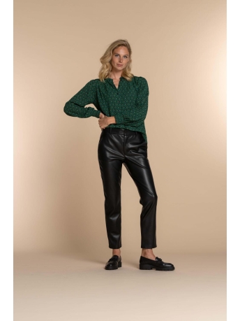 Geisha Blouse V-HALS BLOUSE MET RUFFLES 33630 20 Emerald/Camel combi