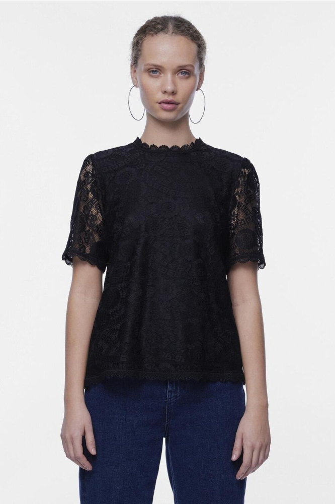 PCOLLINE SS LACE TOP NOOS BC 17148711 Black