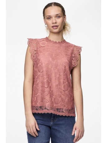 Pieces Top PCOLLINE SL LACE TOP NOOS BC 17120454 Canyon Rose