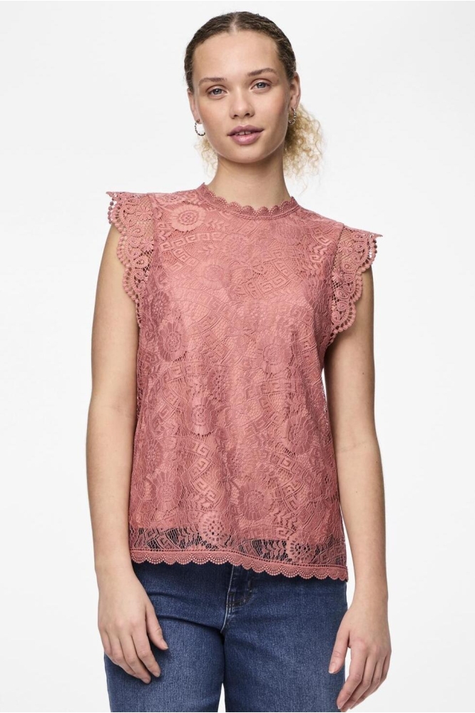 PCOLLINE SL LACE TOP NOOS BC 17120454 Canyon Rose