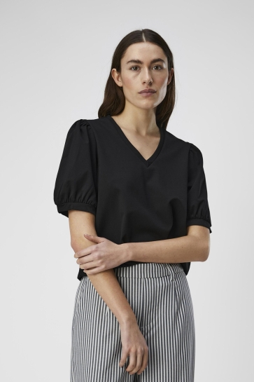 Object Blouse OBJCAROLINE S/S TOP NOOS 23041624 BLACK