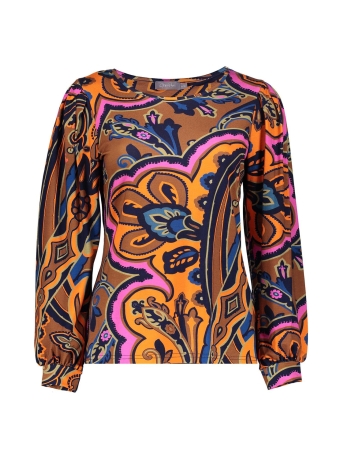 Geisha Blouse TOP MET PAISLEY PRINT 32651 20 000250 ORANGE/CINNAMON COMBI