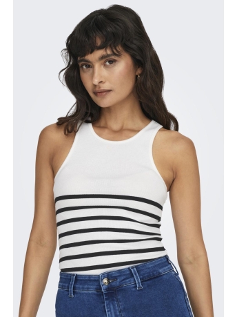 Only Top ONLKENYA RIB STRIPE TANK TOP JRS NO 15318407 BRIGHT WHITE/ BLACK