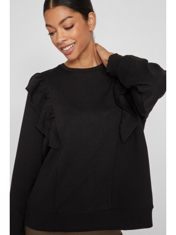Vila T-shirt VISIF L/S FLOUNCE SWEAT TOP 14095448 BLACK