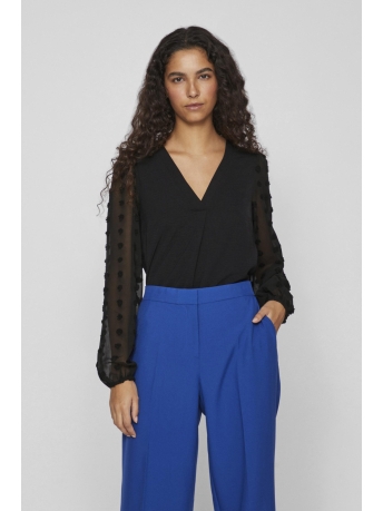 Vila Blouse VISILUA L/S V-NECK TOP /E 14096791 BLACK