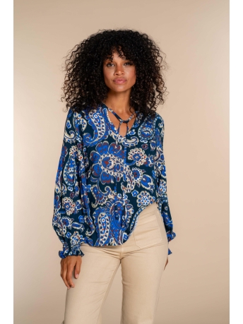 Geisha Blouse TOP MET PAISLEY PRINT 33664 20 Blue/Orange combi