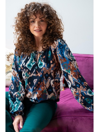 FOS Amsterdam Blouse VICKEY MULTI IKAT 6700 410 NAVY