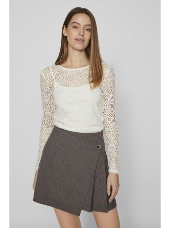 Vila T-shirt VICARSA L/S LACE TOP 14093129 EGRET