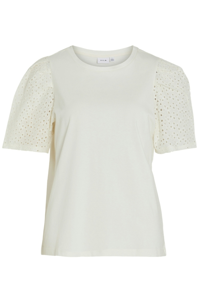 VIMERRY S/S EMB ANGLAISE TOP 14093507 Egret