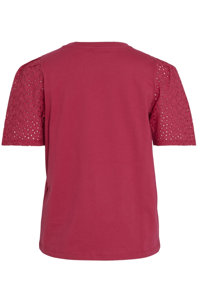 VIMERRY S/S EMB ANGLAISE TOP 14093507 Cerise