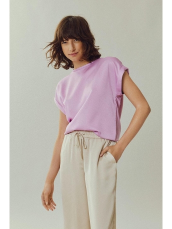 Vila T-shirt VIELLETTE S/S SATIN TOP - NOOS 14059563 PASTEL LAVENDER