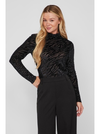 Vila T-shirt VIMAXA HIGH NECK L/S TOP 14089989 BLACK