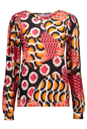 gebreide top met streepprint 44041 14 geisha t shirt orange red sand