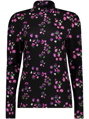 Geisha T-shirt TOP MET BLOEMENPRINT 32857 40 Black/Green/Pink/Cyclaam