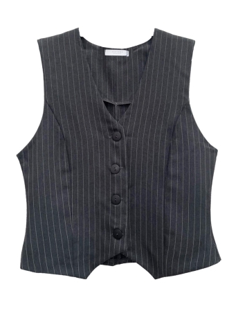 SisterS point Vest COA VE2 16935 GREY/PINSTRIPE