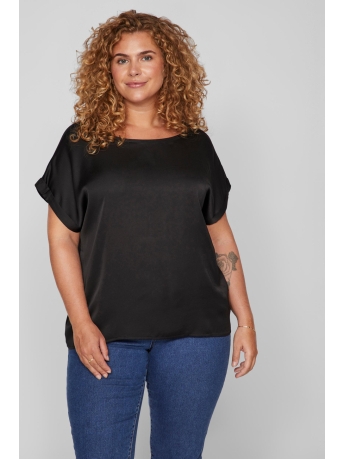 Vila T-shirt VIELLETTE S/S SATIN TOP/CUR - NOOS 14077192 Black