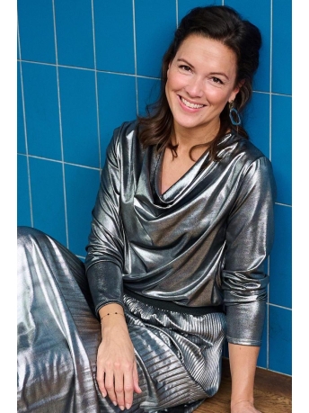 FOS Amsterdam T-shirt ANNA METALLIC 6792 ZILVER